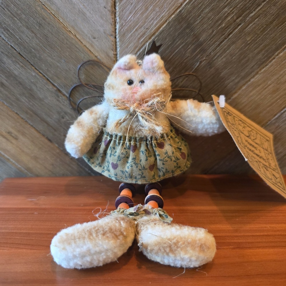 Hanna's Handiworks Stuffed Cat Home Decor Primitive Cottage Grandma Shelf Decor